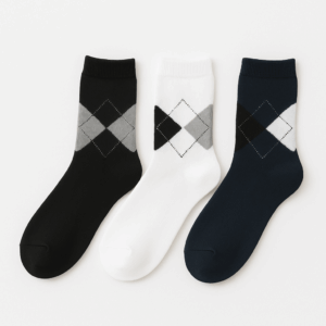 Argyle Dress - Black White Navy