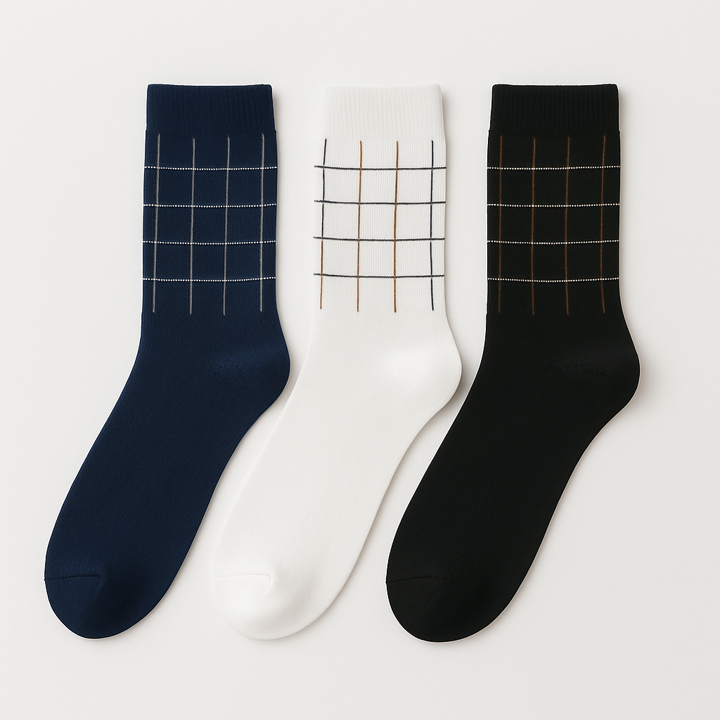 Checker Grid Dress - Black White Navy